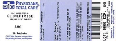 Glimepiride Tablets 4 mg Label (4mg Package Label)